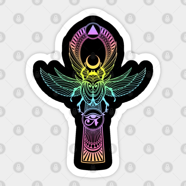 Egyptian Ankh with Scarab Sticker by OccultOmaStore